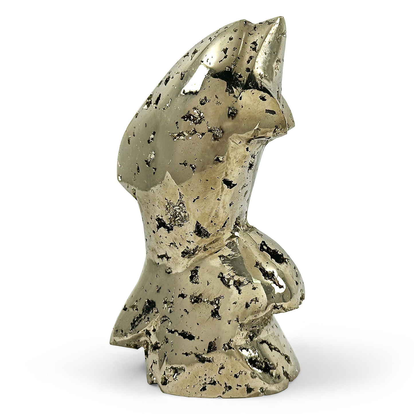 Hand-Carved Pyrite Dolphin Gemstone Animal Carving - Gem Avenue