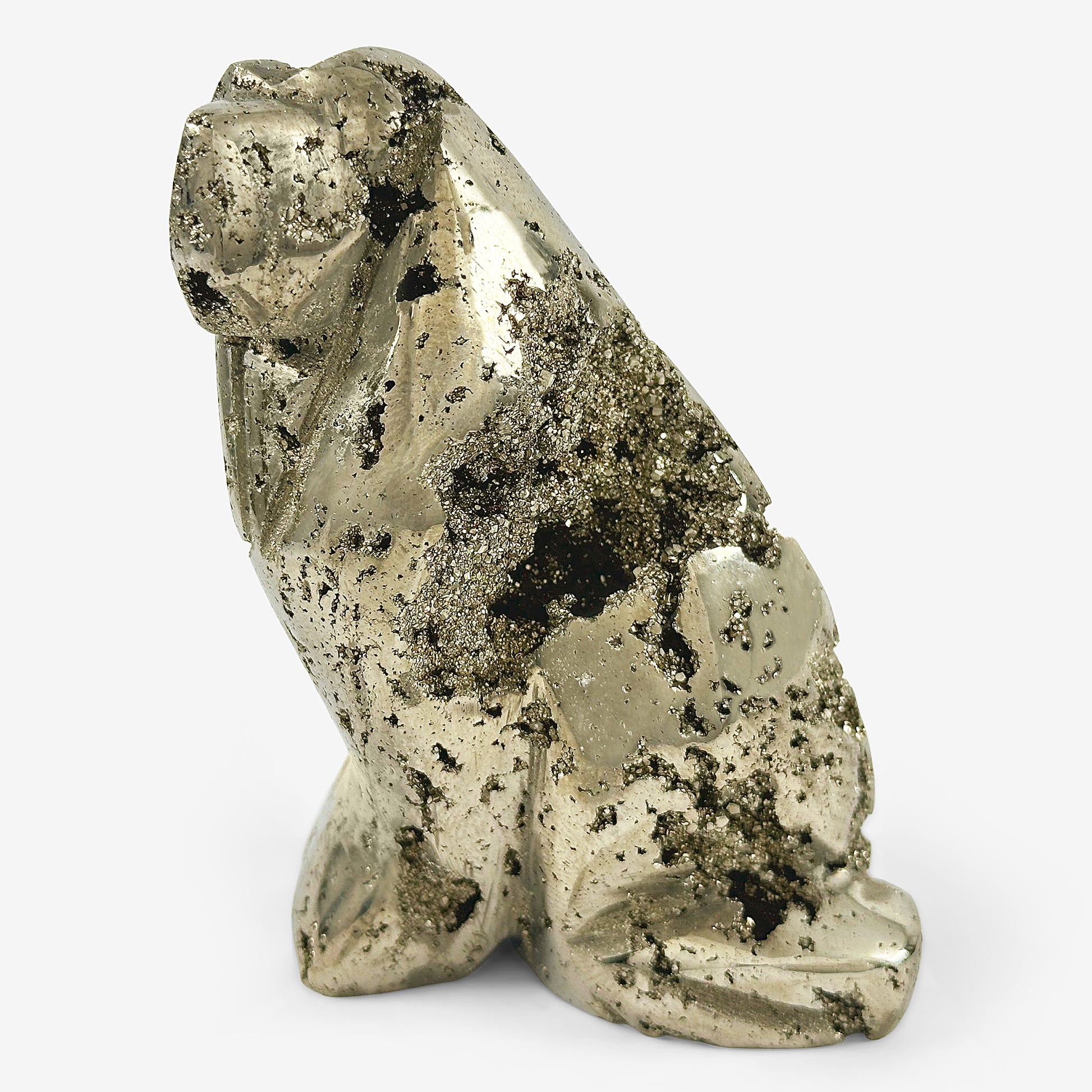 Hand-Carved Pyrite Dog Gemstone Animal Carving - Gem Avenue