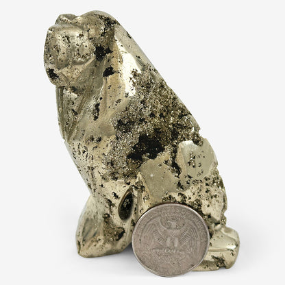 Hand-Carved Pyrite Dog Gemstone Animal Carving - Gem Avenue