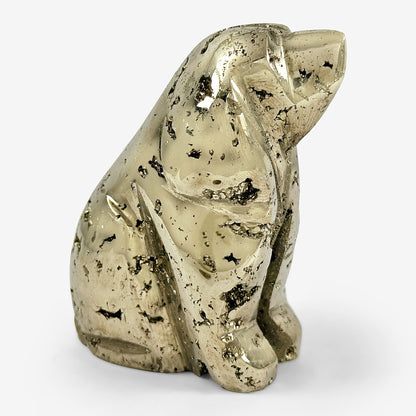 Hand-Carved Pyrite Dog Gemstone Animal Carving - Gem Avenue