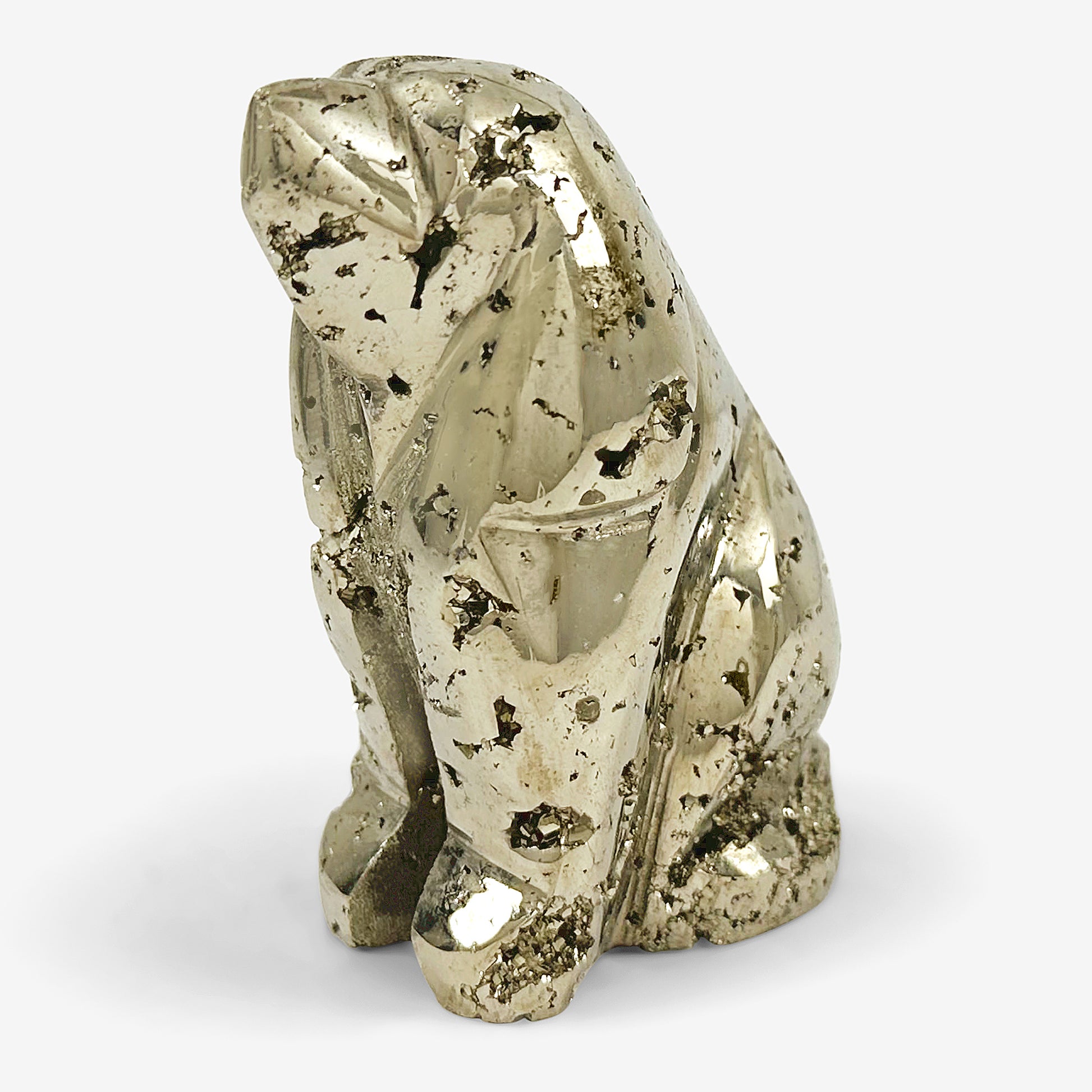 Hand-Carved Pyrite Dog Gemstone Animal Carving - Gem Avenue
