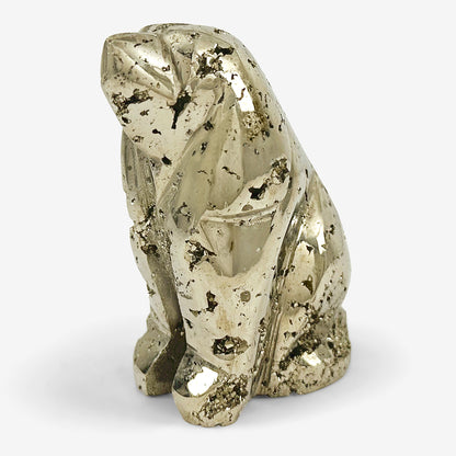 Hand-Carved Pyrite Dog Gemstone Animal Carving - Gem Avenue