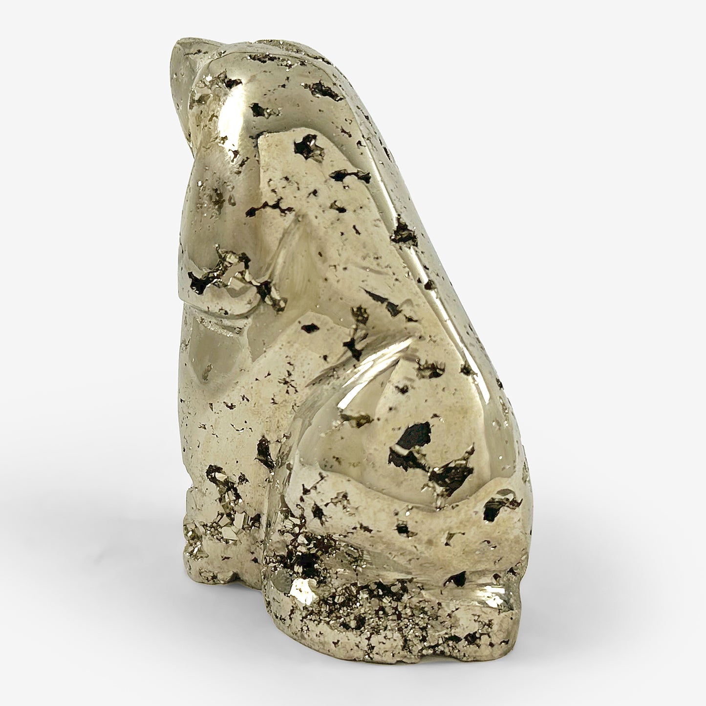 Hand-Carved Pyrite Dog Gemstone Animal Carving - Gem Avenue