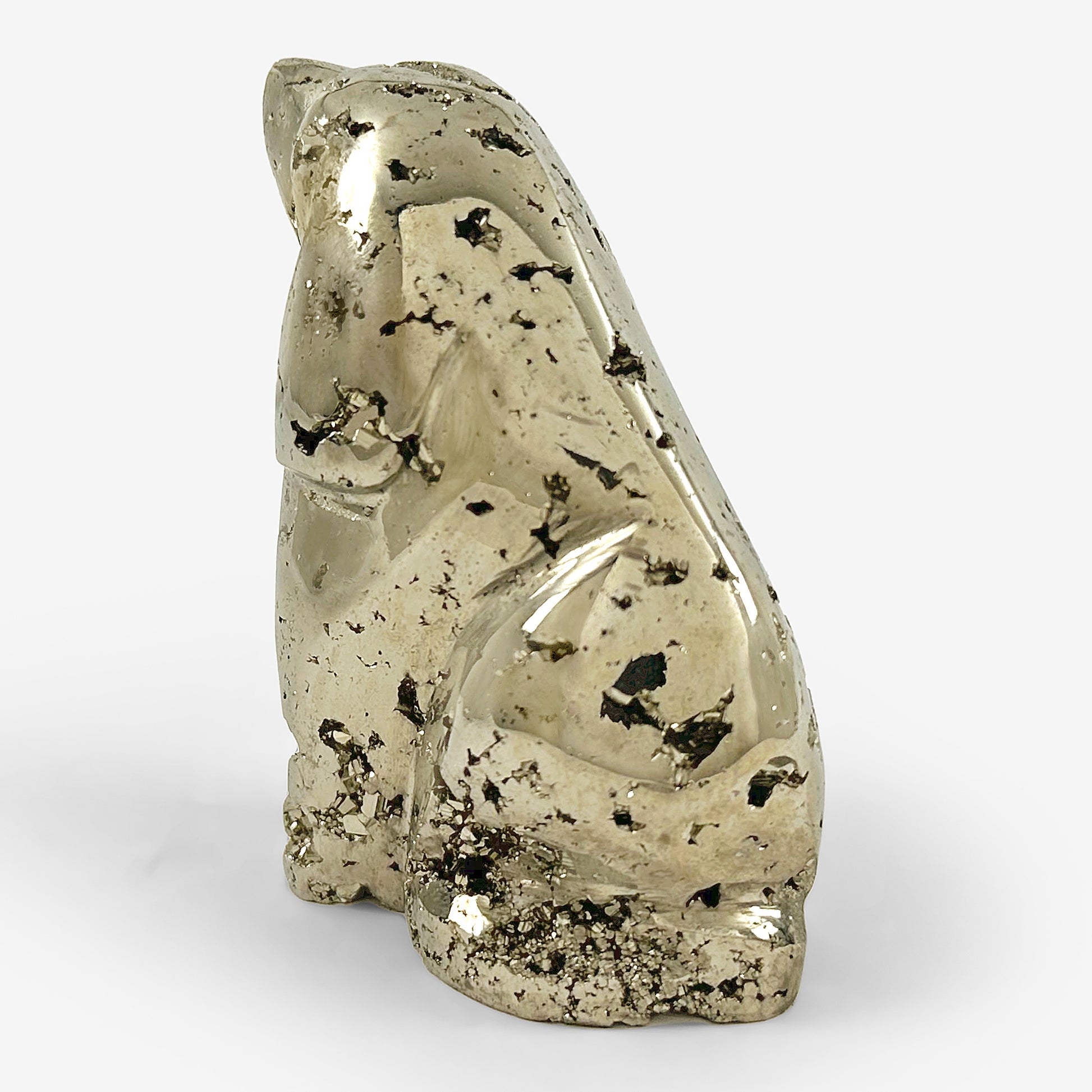 Hand-Carved Pyrite Dog Gemstone Animal Carving - Gem Avenue