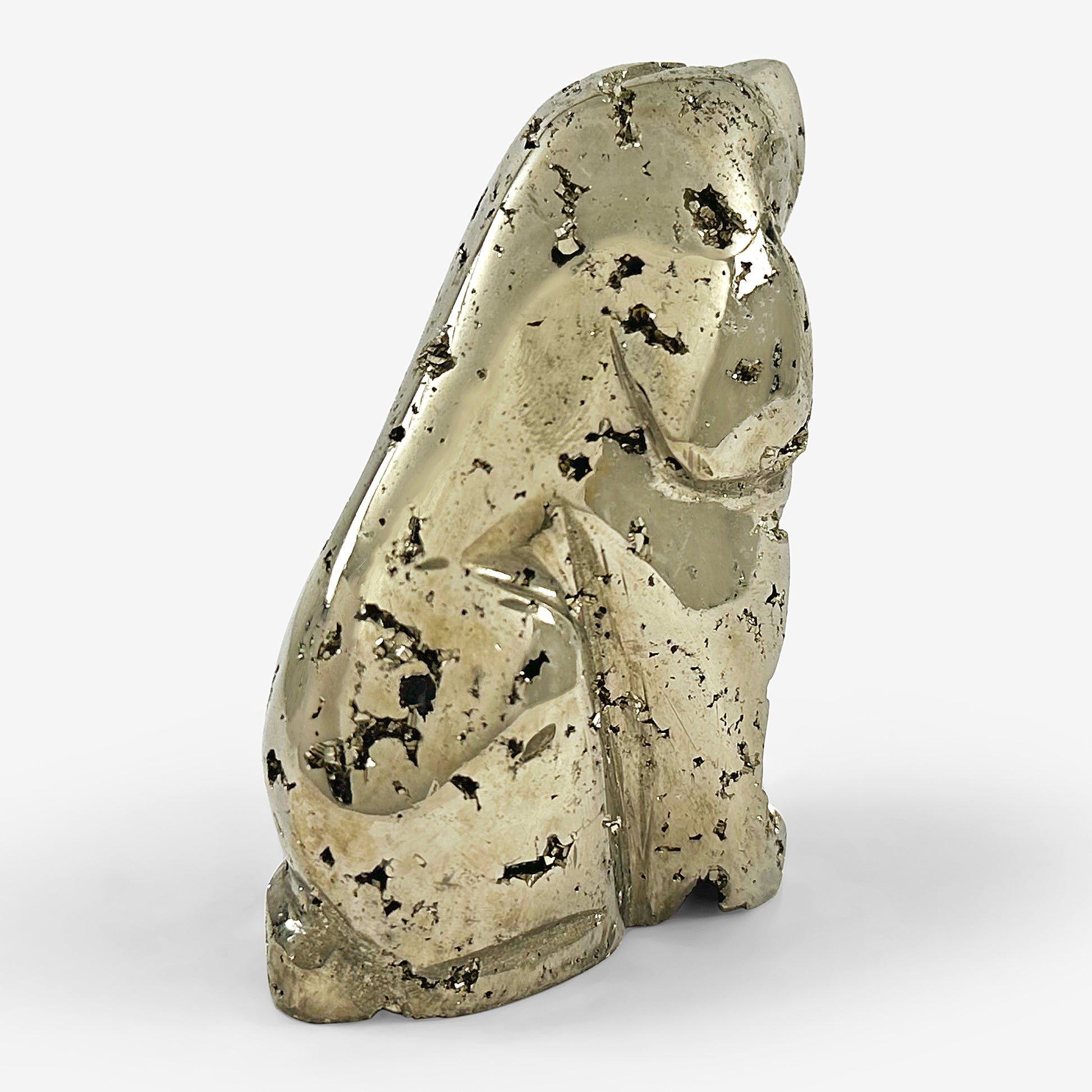 Hand-Carved Pyrite Dog Gemstone Animal Carving - Gem Avenue