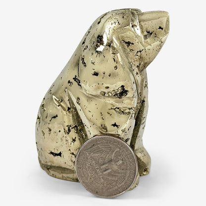 Hand-Carved Pyrite Dog Gemstone Animal Carving - Gem Avenue
