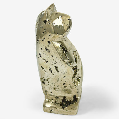 Hand-Carved Pyrite Cat Gemstone Animal Carving - Gem Avenue