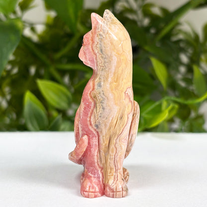 Hand-Carved Rhodochrosite Cat Gemstone Animal Carving - Gem Avenue