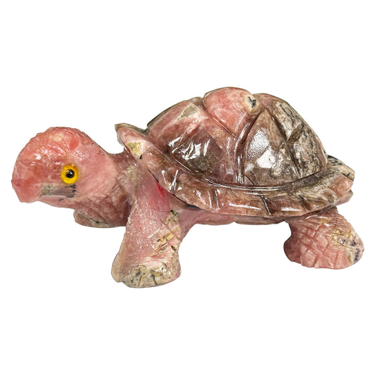 Hand-Carved Rhodochrosite Turtle Gemstone Animal Carving - Gem Avenue