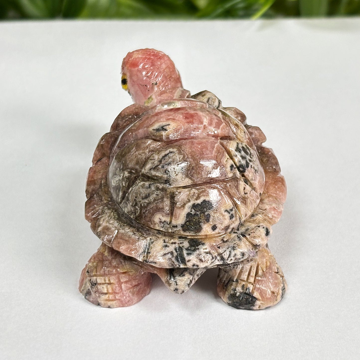 Hand-Carved Rhodochrosite Turtle Gemstone Animal Carving - Gem Avenue