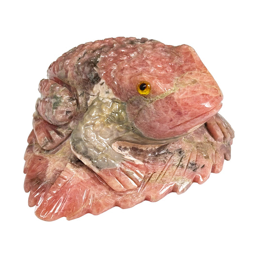 Hand-Carved Rhodochrosite Frog Gemstone Animal Carving -Gem Avenue
