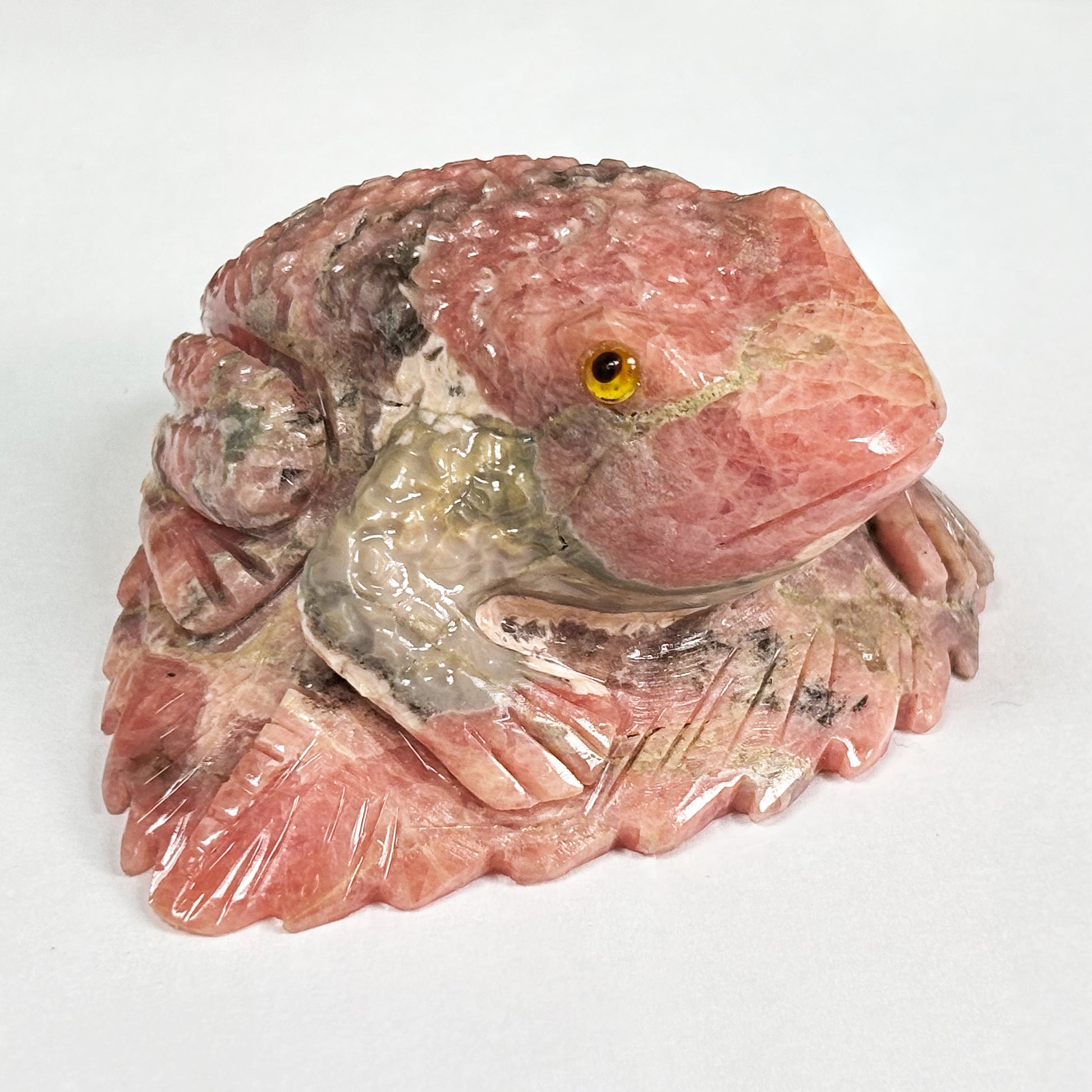 Hand-Carved Rhodochrosite Frog Gemstone Animal Carving -Gem Avenue