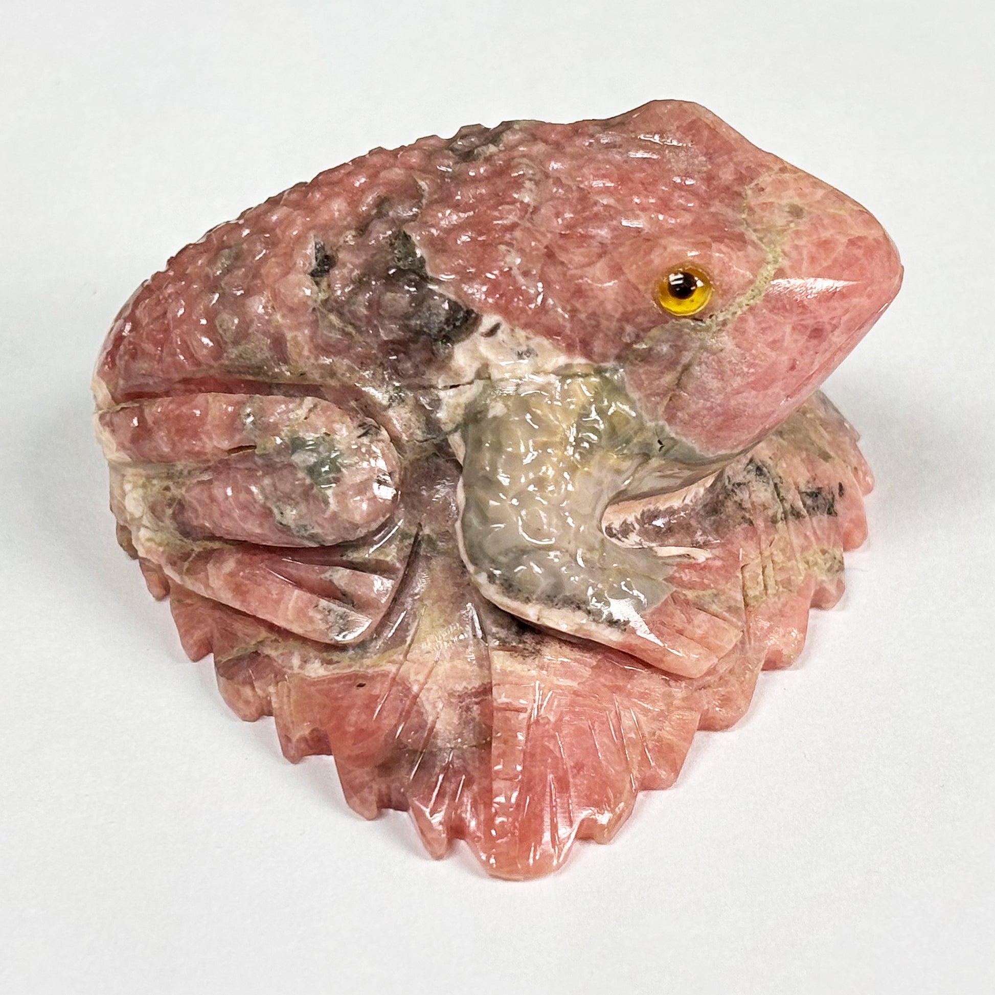 Hand-Carved Rhodochrosite Frog Gemstone Animal Carving -Gem Avenue
