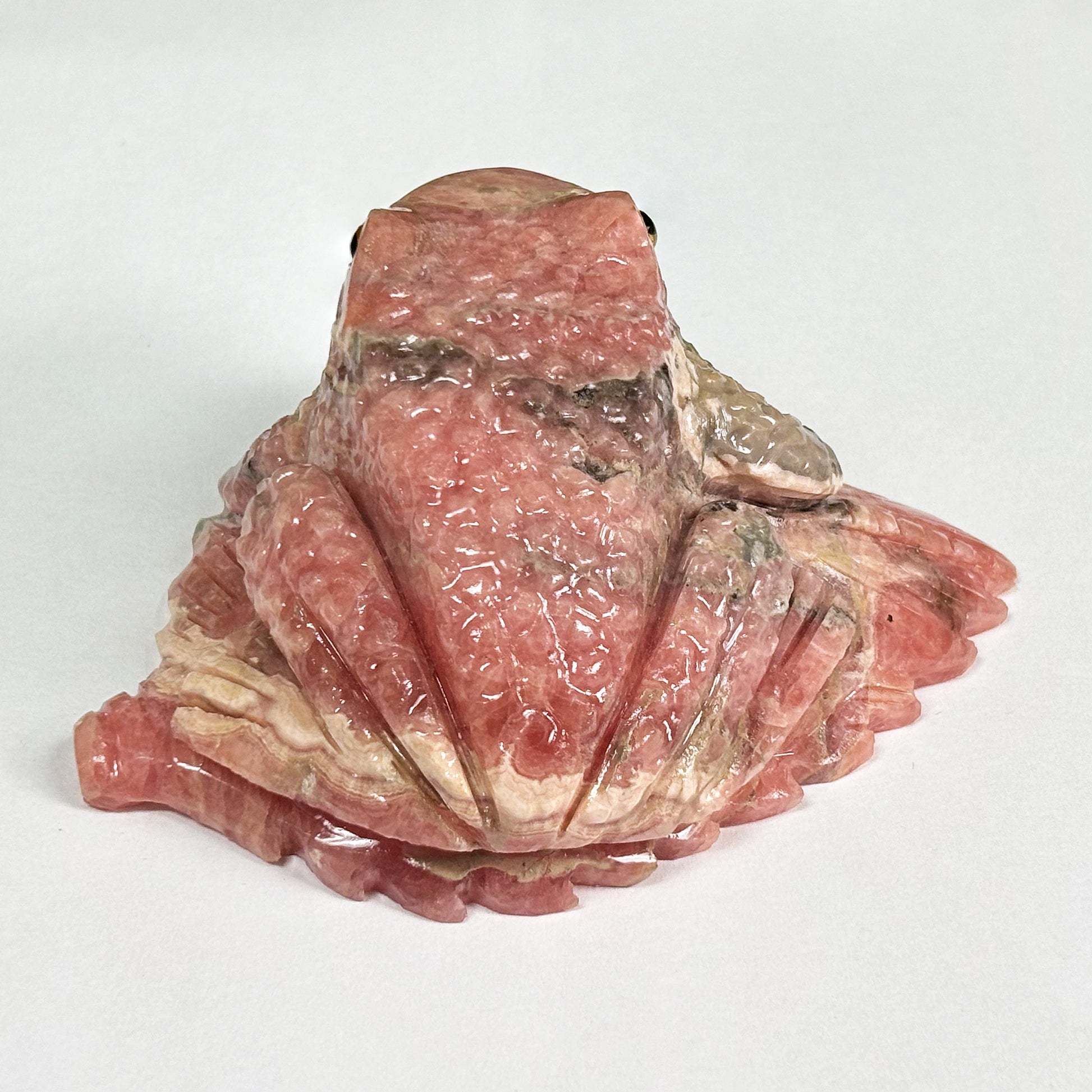 Hand-Carved Rhodochrosite Frog Gemstone Animal Carving -Gem Avenue