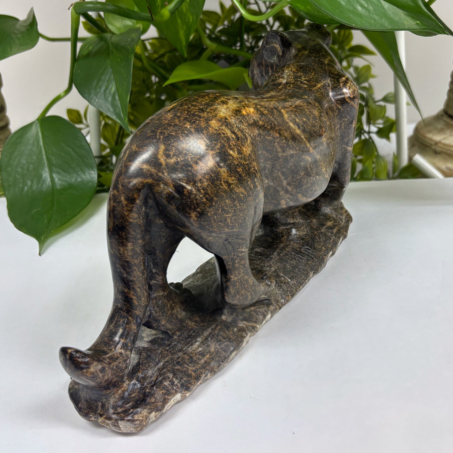 Serpentine Panther Figurine - Gem Avenue
