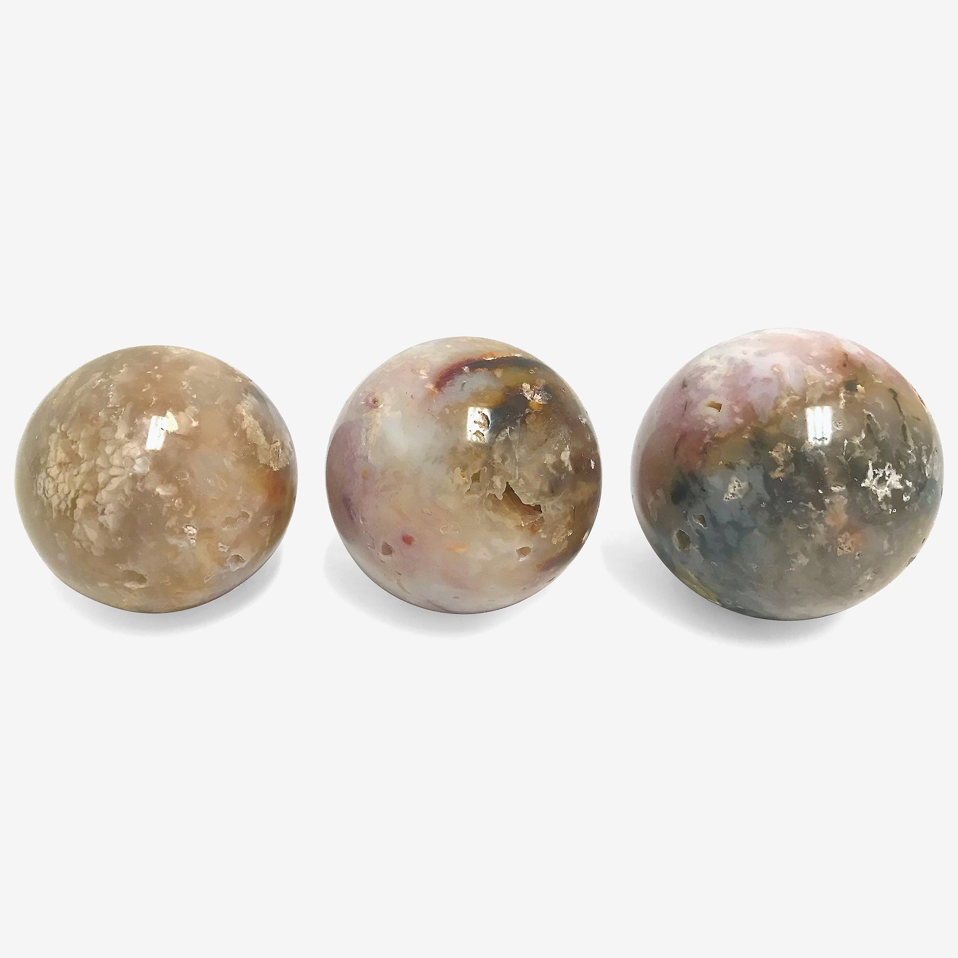 Polished Pink Dendritic Agate Crystal Sphere Decor Ball - Gem Avenue
