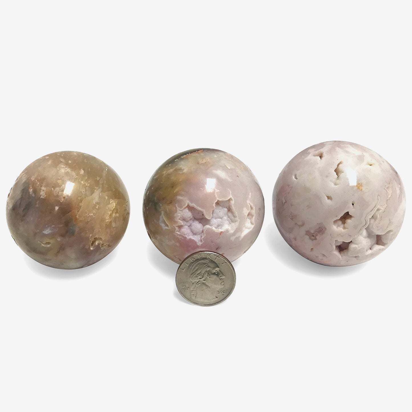 Polished Pink Dendritic Agate Crystal Sphere Decor Ball - Gem Avenue