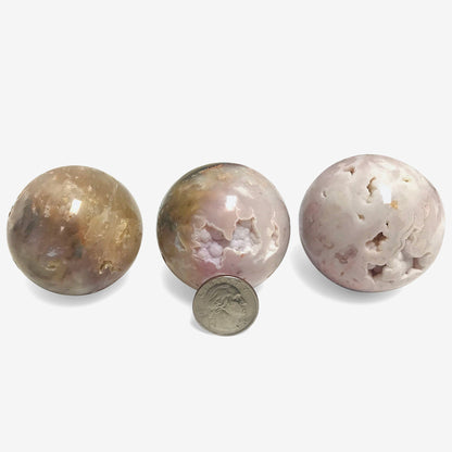 Polished Pink Dendritic Agate Crystal Sphere Decor Ball - Gem Avenue