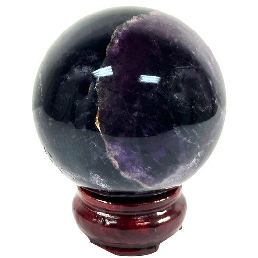 Polished Dark Purple Fluorite Gemstone Crystal Sphere Decor Ball - Gem Avenue