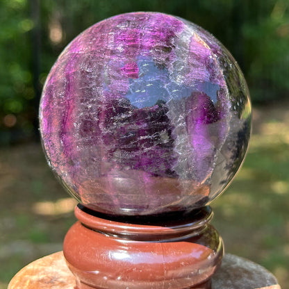 Polished Dark Purple Fluorite Gemstone Crystal Sphere Decor Ball - Gem Avenue