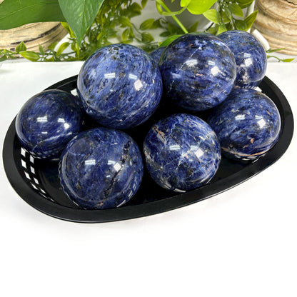 Polished Sodalite Crystal Gemstone Sphere Decor Ball - Gem Avenue