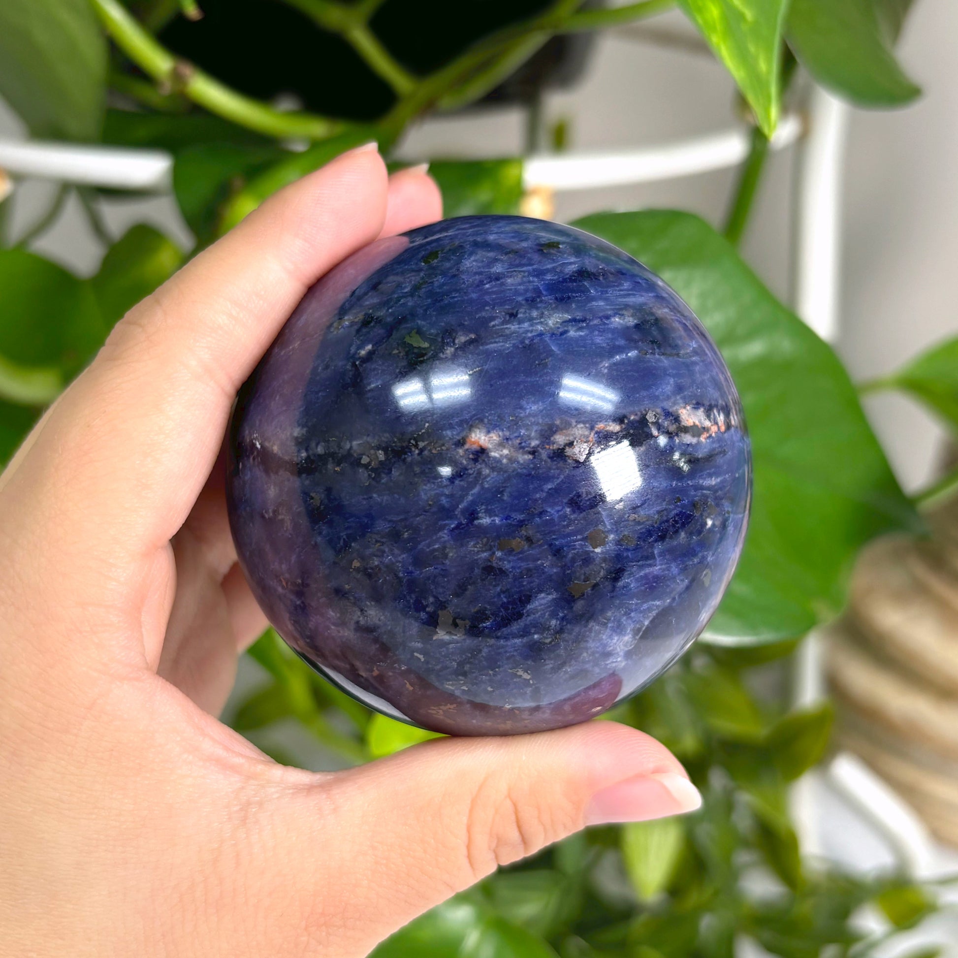 Polished Sodalite Crystal Gemstone Sphere Decor Ball - Gem Avenue