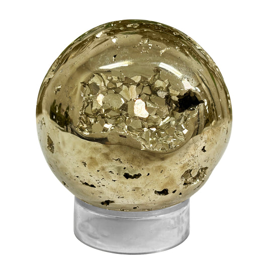 Polished Pyrite Crystal Gemstone Sphere Decor Ball - Gem Avenue