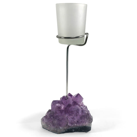 Amethyst Crystal Druze Single Tea Light Candle Holder