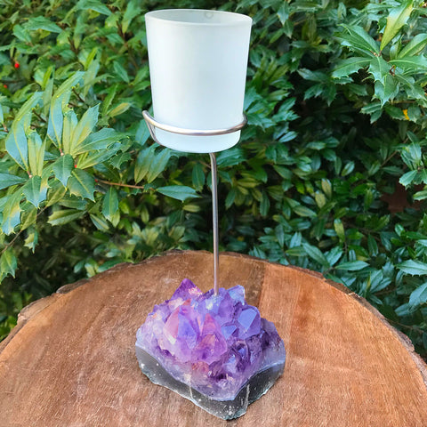 Amethyst Crystal Druze Single Tea Light Candle Holder