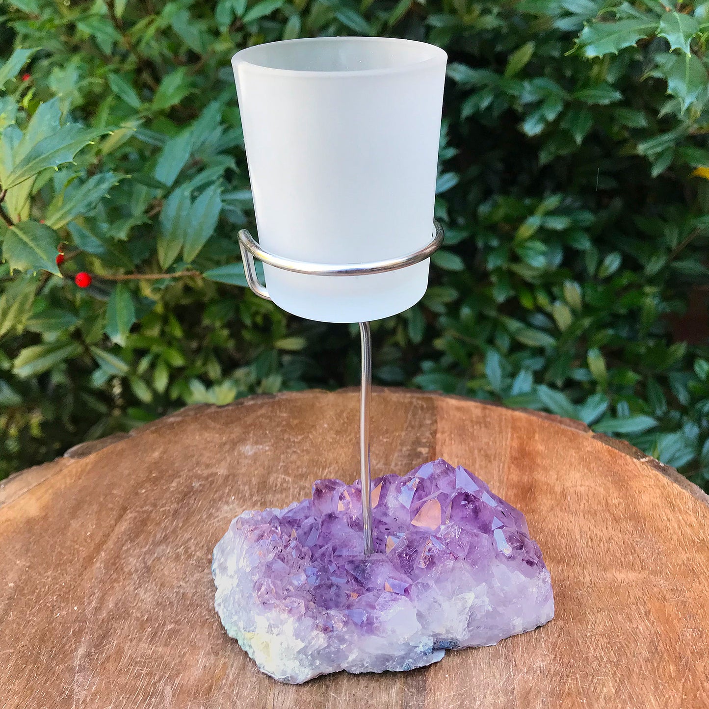 Natural Citrine Crystal Druze Tea Light Single Candle Holder Candle Stand - Gem Avenue