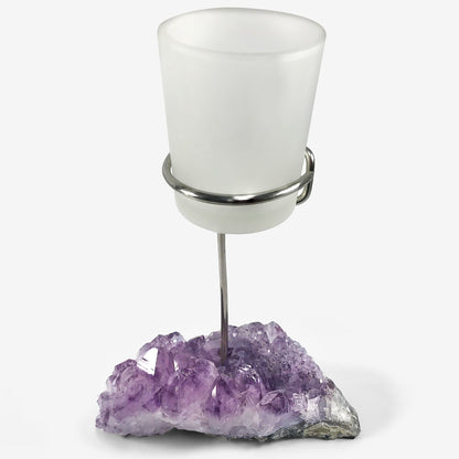 Natural Citrine Crystal Druze Tea Light Single Candle Holder Candle Stand - Gem Avenue