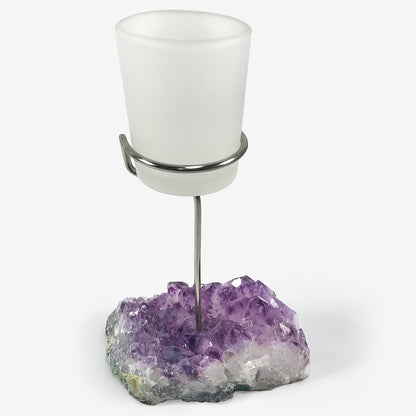 Natural Citrine Crystal Druze Tea Light Single Candle Holder Candle Stand - Gem Avenue