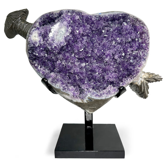 Natural Purple Amethyst Heart-Shaped Crystal – Polished Gemstone Geode Specimen for Healing, Meditation & Spiritual Home Décor - RGD717