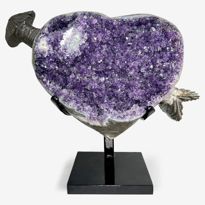 Natural Purple Amethyst Heart-Shaped Crystal – Polished Gemstone Geode Specimen for Healing, Meditation & Spiritual Home Décor - RGD717
