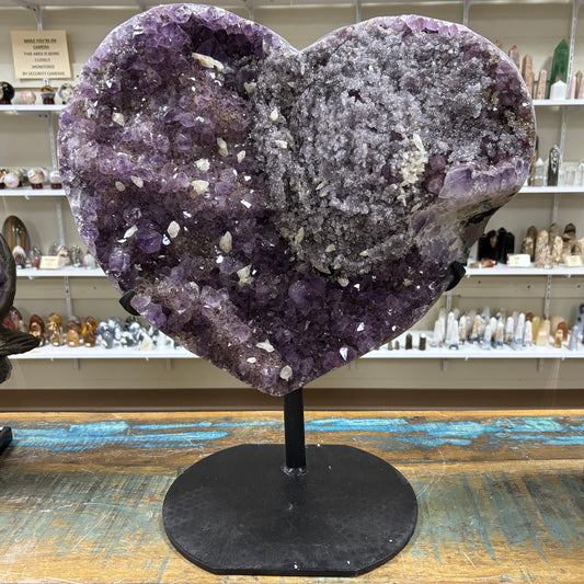 Amethyst Heart Shaped Gemstone Crystal Geode - Gem Avenue
