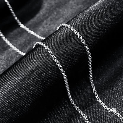 Italian 925 Sterling Silver Rolo Sturdy Chain Necklace - Gem Avenue