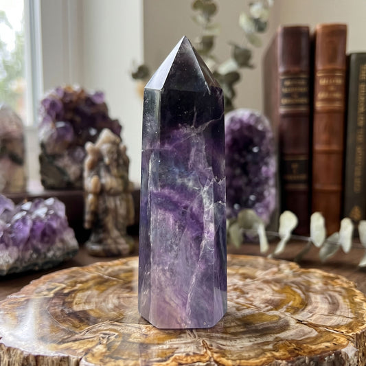 Natural Polished Fluorite Crystal Self Standing Tower 2.25"– 3.5"