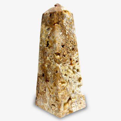 Polished Crazy Lace Agate Crystal Wand Self Standing Obelisk Tower-Gem Avenue