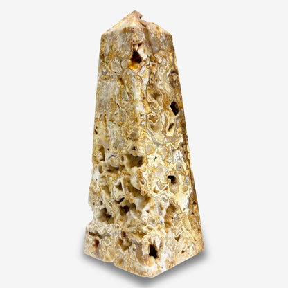 Polished Crazy Lace Agate Crystal Wand Self Standing Obelisk Tower-Gem Avenue