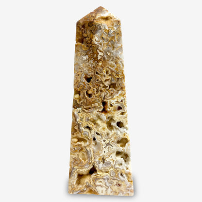 Polished Crazy Lace Agate Crystal Wand Self Standing Obelisk Tower-Gem Avenue