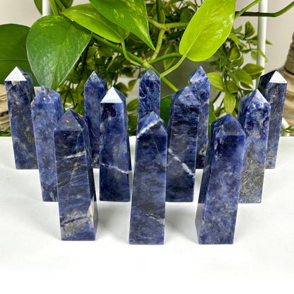 Natural Sodalite Crystal Gemstone Obelisk Tower Point