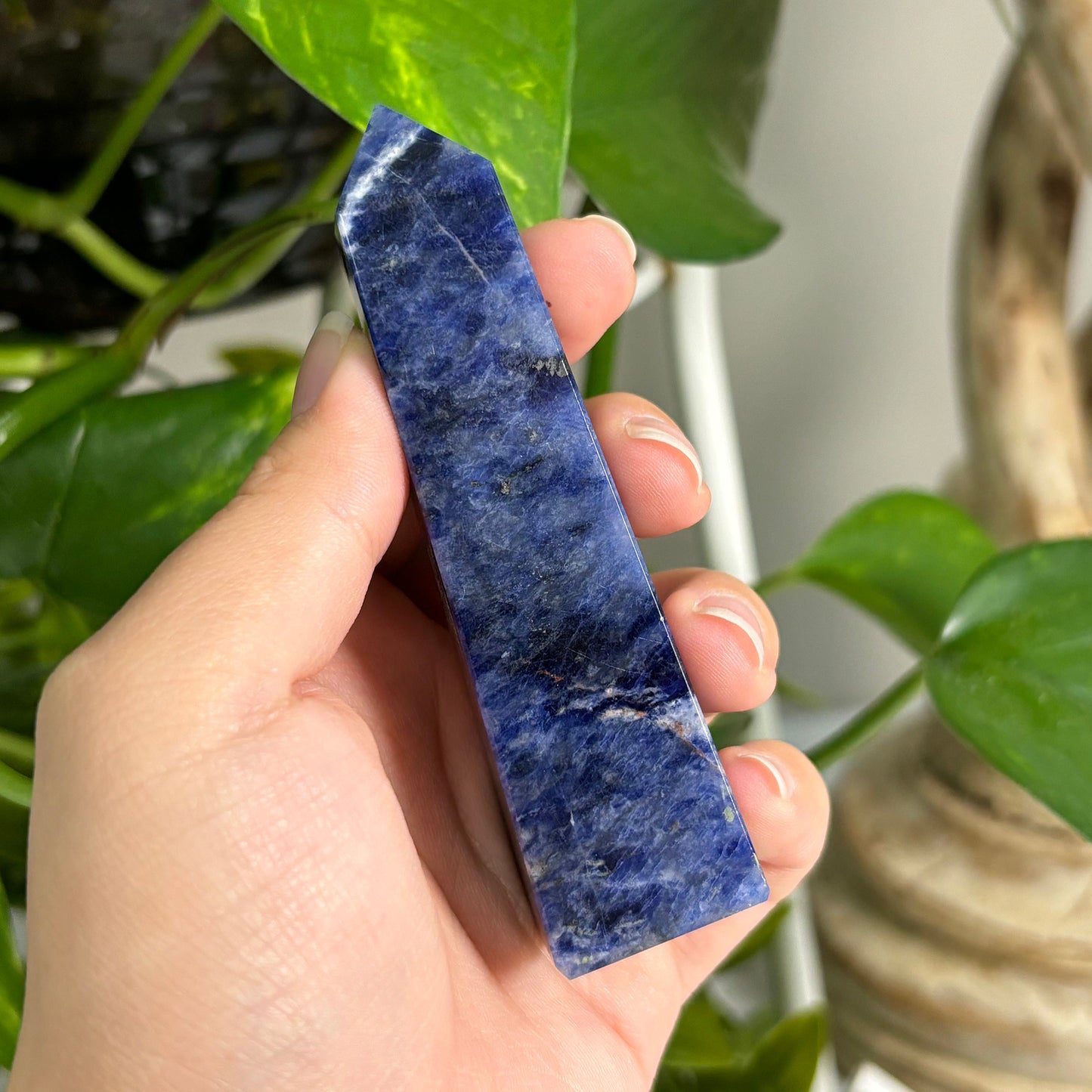 Natural Sodalite Crystal Gemstone Obelisk Tower Point