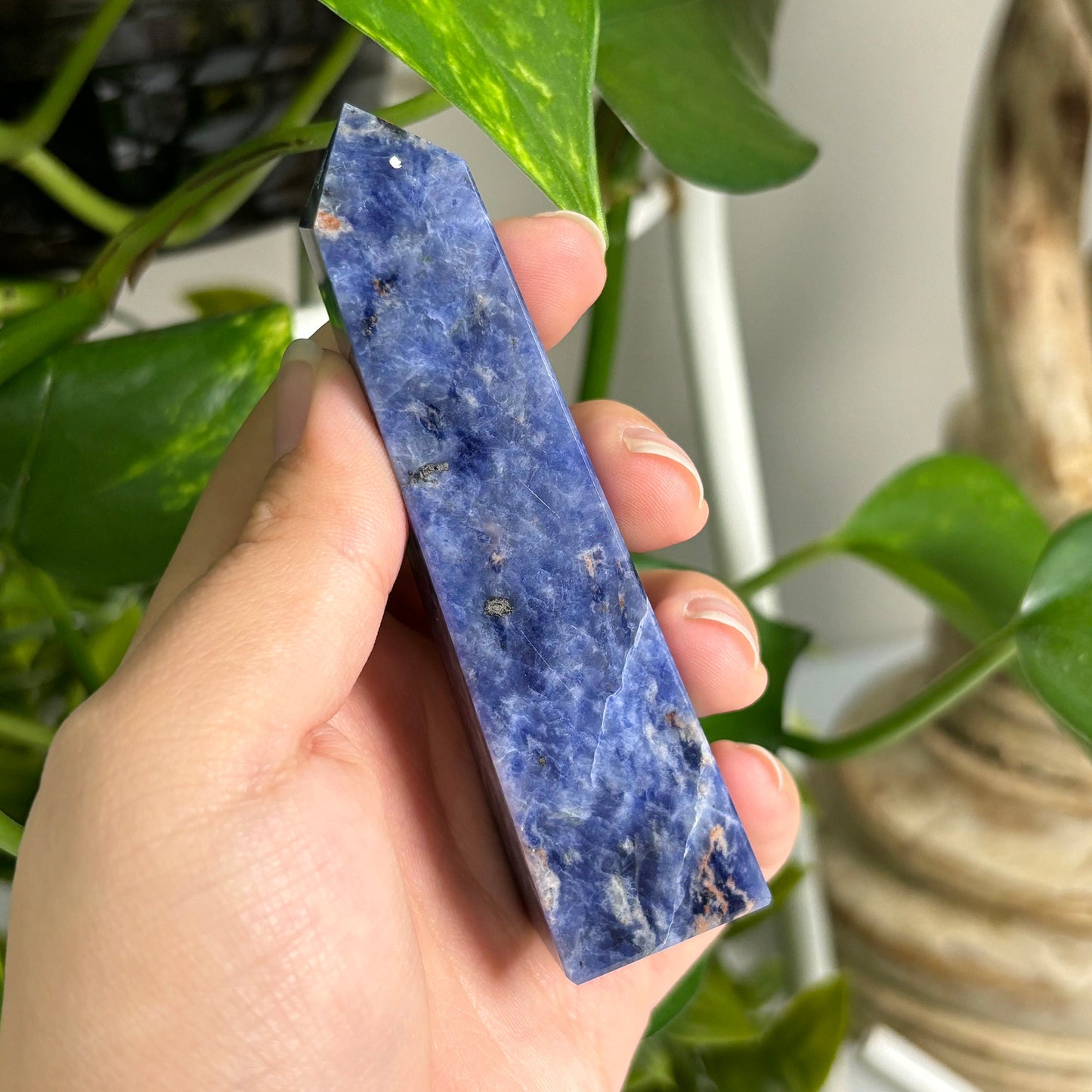 Natural Sodalite Crystal Gemstone Obelisk Tower Point