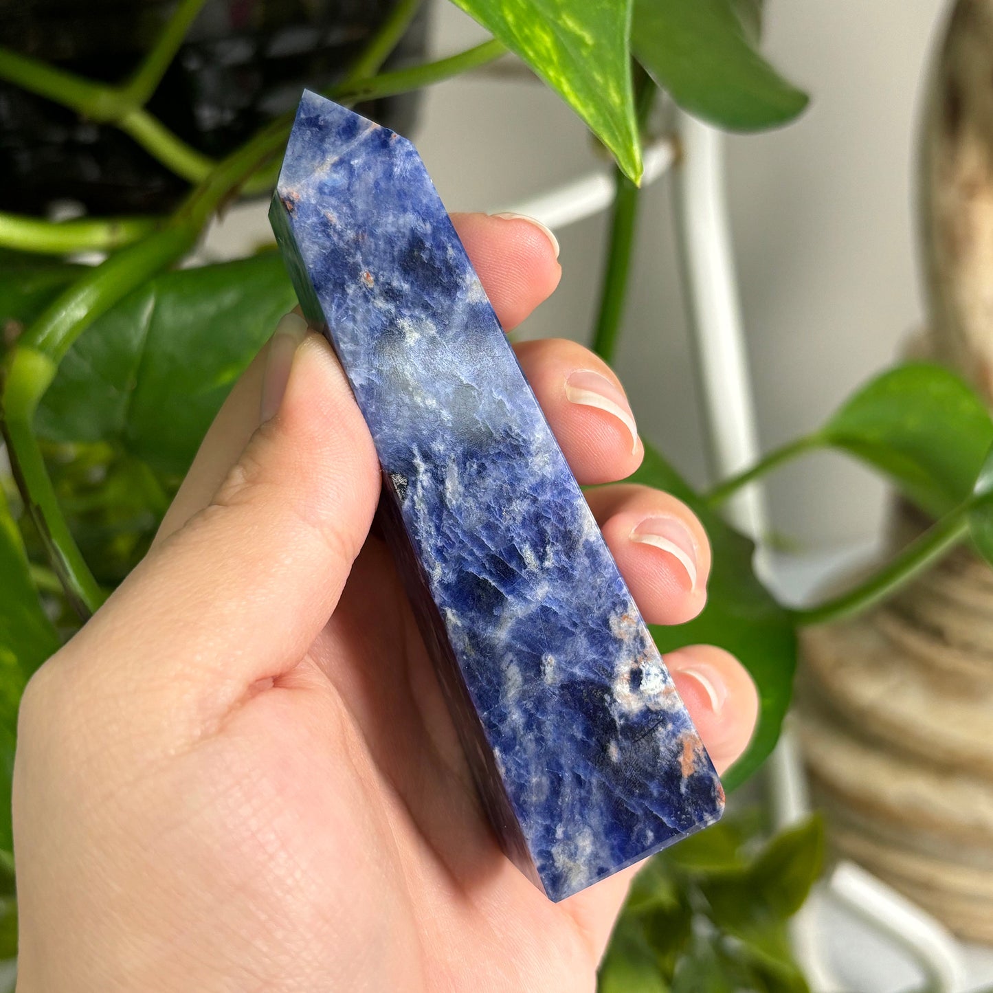 Natural Sodalite Crystal Gemstone Obelisk Tower Point