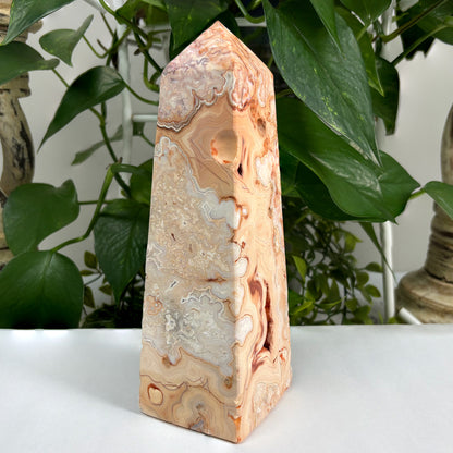 Natural Crazy Lace Agate Crystal Gemstone Obelisk Tower Point - Gem Avenue