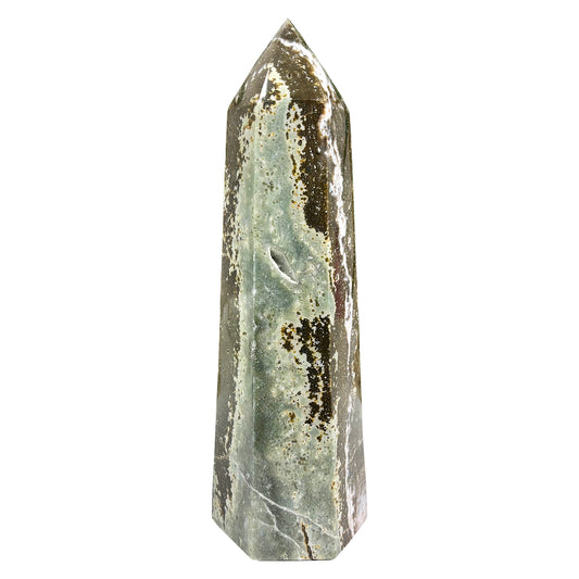 Natural Sea Jasper Crystal Gemstone Obelisk Tower Point -Gem Avenue