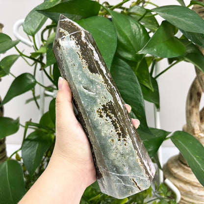 Natural Sea Jasper Crystal Gemstone Obelisk Tower Point -Gem Avenue