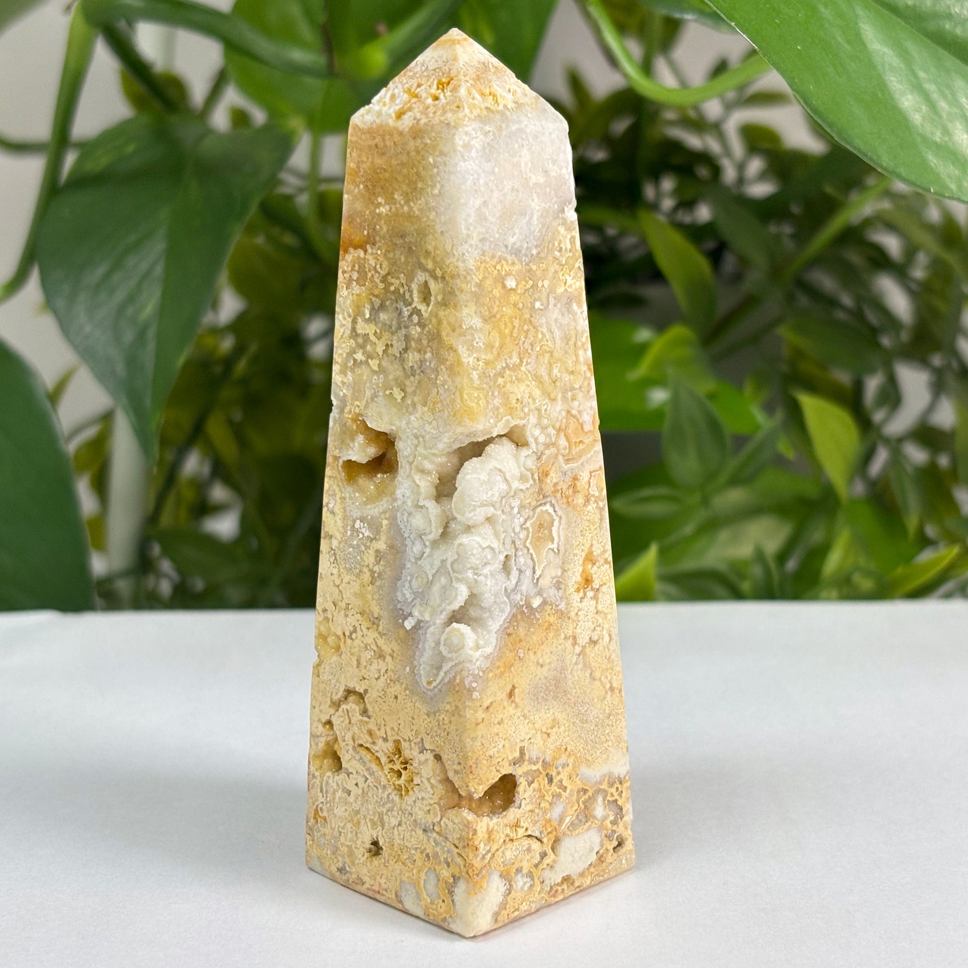 Natural Crazy Lace Agate Crystal Gemstone Obelisk Tower Point - Gem Avenue