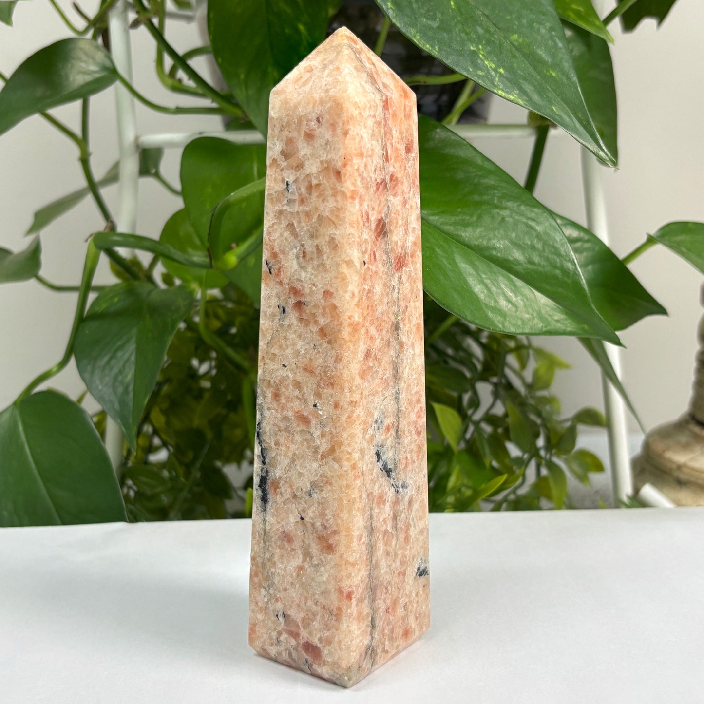 Natural Polished Sunstone Crystal Obelisk Tower 7"