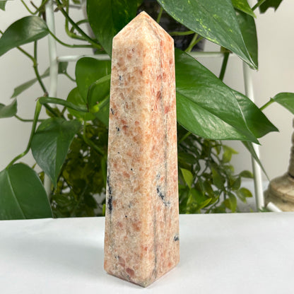 Natural Polished Sunstone Crystal Obelisk Tower 7"